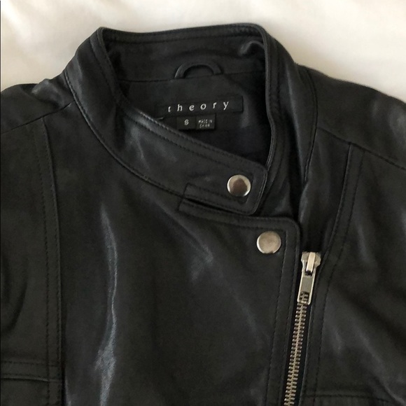 Theory Jackets & Blazers - Theory black leather motorcycle jacket, size S